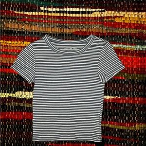 American Eagle Outfitters Black and White Striped Tee
